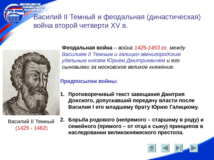   Василий II Темный и феодальная (династическая) война второй четверти XV в. 